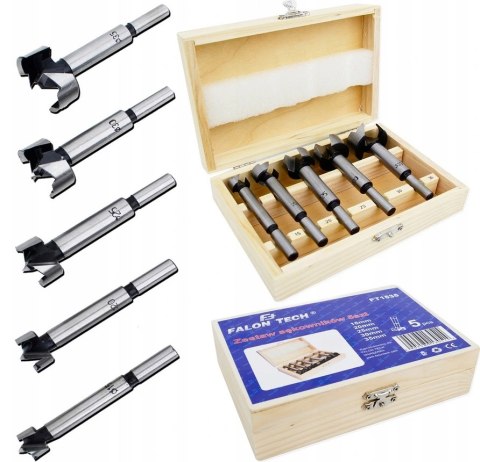 Frezy w zestawie Falon-Tech do drewna HCS 15-35 mm 5 szt.
