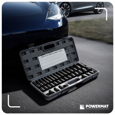 NASADKI UDAROWE HEX 1/2 CR-V 35SZT 38MM 78MM DO KLUCZA UDAR WALIZKA ZESTAW