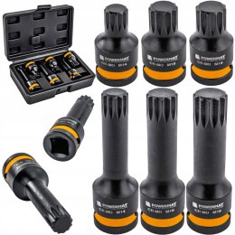 NASADKI UDAROWE SPLINE 1/2 CRMO 6SZT M14 M16 M18 DO ŚRUB 45MM 78MM WALIZKA