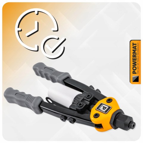 NITOWNICA RĘCZNA DŹWIGNIOWA NOŻYCOWA DO NITÓW ZRYWALNYCH 3,2-6,4MM POJEMNIK