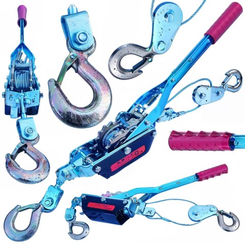 OD PRO WYCIĄGARKA WCIĄGARKA RĘCZNA LINOWA 2T 2000kg 2-HAKI WYTRZYMAŁA MOCNA