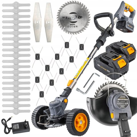 Podkaszarka akumulatorowa Powermat 1000 W 2x 4 Ah 15 cm 135 cm