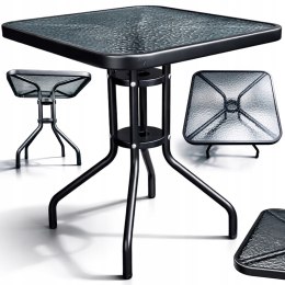 STOLIK BALKONOWY KWADRATOWY SZKLANY NATARAS PATIO BERGAMO 60x60 x 70 cm