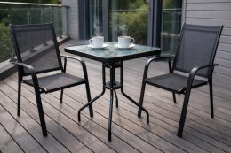 STOLIK BALKONOWY KWADRATOWY SZKLANY NATARAS PATIO BERGAMO 60x60 x 70 cm