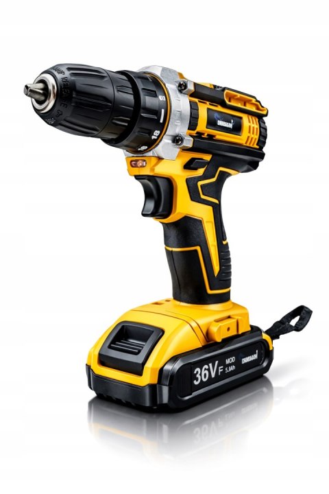 WIERTARKO WKRĘTARKA AKUMULATOROWA 36V ŻÓŁTA + 2 AKUMULATORY 5.0Ah W WALIZA