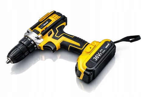 WIERTARKO WKRĘTARKA AKUMULATOROWA 36V ŻÓŁTA + 2 AKUMULATORY 5.0Ah W WALIZA