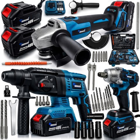 ZESTAW 3w1 WKRĘTARKA SZLIFIERKA KĄTOWA KLUCZ UDAROWY AKUMULATOROWA 36V 2AKU
