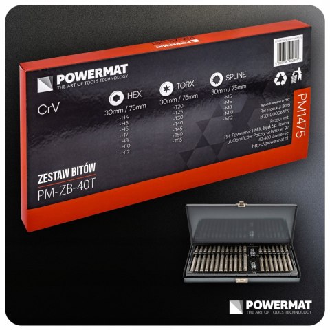 ZESTAW BITÓW UDAROWYCH CRV 40SZT HEX TORX SPLINE ADAPTER 1/2" 3/8" WALIZKA
