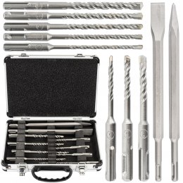 ZESTAW WIERTEŁ I DŁUT SDS PLUS WYTRZYMAŁE 10 SZT DO WIERCENIA KUCIA BETONU