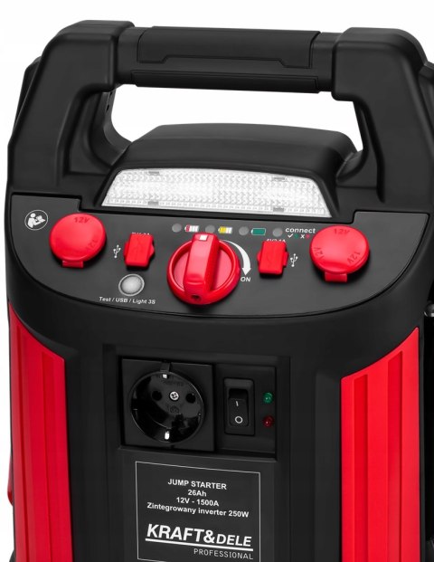 JUMP-STARTER ROZRUCH ROZRUCHOWY 1200/700A 26Ah 12V INWERTER + OŚWIETLENIE
