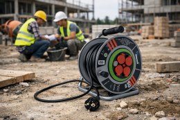 M PRZEDŁUŻACZ BĘBNOWY BUDOWLANY OGRODOWY 50M 3x2,5 KABEL NA BĘBNIE METALOWY