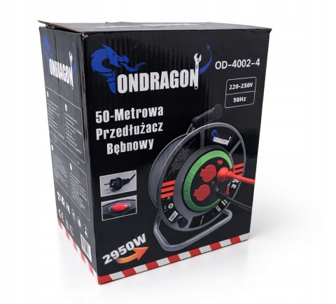 M PRZEDŁUŻACZ BĘBNOWY BUDOWLANY OGRODOWY 50M 3x2,5 KABEL NA BĘBNIE METALOWY