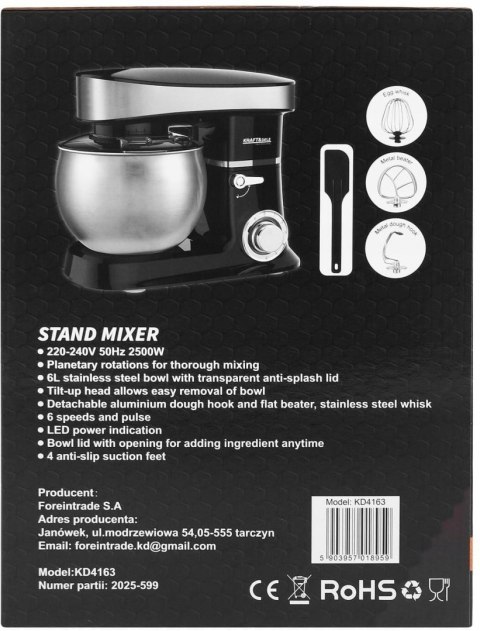 MIKSER PLANETARNY 6L 2500W AKCESORIA