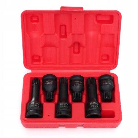 Nasadki udarowe 1/2" 6 szt. M14 M16 M18 walizka KRAFT&DELE KD11761