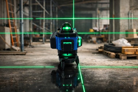 POZIOMICA LASEROWA LASER KRZYŻOWY ZIELONY SAMOPOZIOMUJĄCA 4D 360 + STATYW