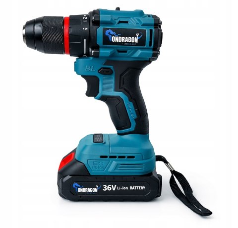 WIERTARKO WKRĘTARKA AKUMULATOROWA BEZSZCZOTKOWA UDAROWA 36V LED 2xAKU BITY