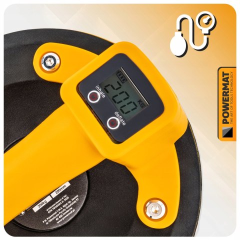 PRZYSSAWKA PRÓŻNIOWA DO PŁYTEK GLAZURY UCHWYT AKUMULATOR LCD 200 KG 200 MM