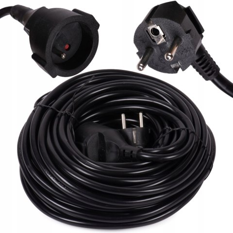 Przedłużacz ogrodowy czarny 50 m 1 gniazdo z uziemieniem 3x2,5 mm guma