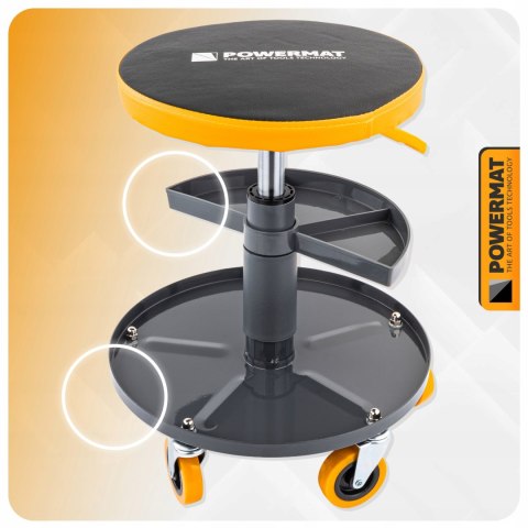 SIEDZISKO WARSZTATOWE TELESKOPOWE 400-520MM OBROTOWY TABORET STOŁEK KÓŁKA