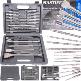 WIERTŁA DŁUTA DO BETONU SDS+ SDS Plus ZESTAW WIERTEŁ I DŁUT 17 ELEMENTÓW