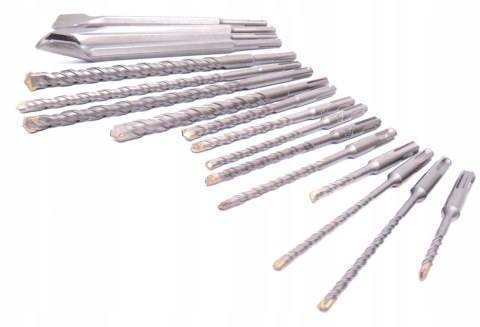 WIERTŁA DŁUTA DO BETONU SDS+ SDS Plus ZESTAW WIERTEŁ I DŁUT 17 ELEMENTÓW