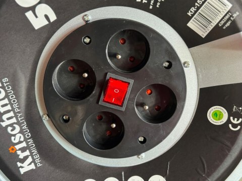 Przedłużacz bębnowy, ogrodowy Krischner 50 m 4 szt. gniazd czarny