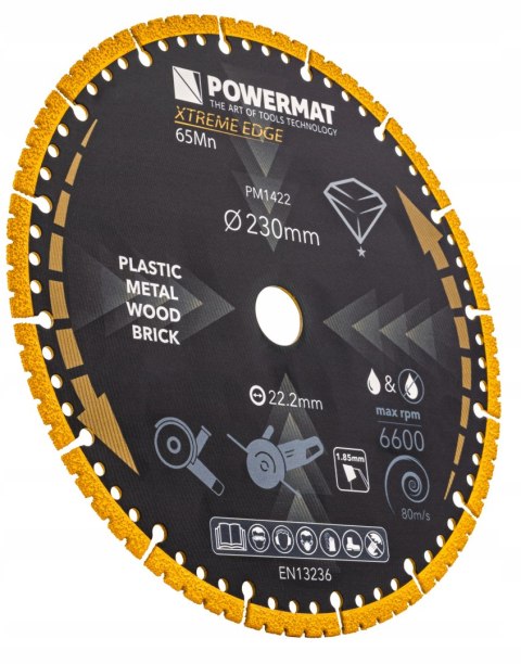 TARCZA DIAMENTOWA UNIWERSALNA DO METALU DREWNA CEGIEŁ CERAMIKI PCV 230 MM