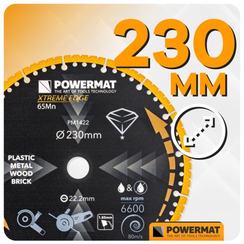 TARCZA DIAMENTOWA UNIWERSALNA DO METALU DREWNA CEGIEŁ CERAMIKI PCV 230 MM