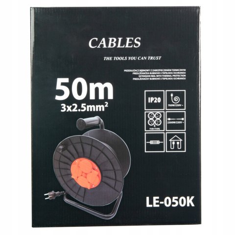 PRZEDŁUŻACZ NA BĘBNIE 3x2,5 50m BĘBNOWY BUDOWLANY ZWIJAK OGRODOWY