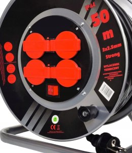 Przedłużacz bębnowy KAMALINK 50 m 4 szt. gniazd czarny