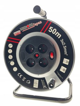 Przedłużacz bębnowy MIDORI JAPAN 50 m 4 szt. gniazd czarny