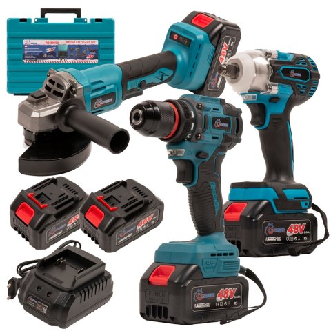 ZESTAW NARZĘDZI AKUMULATOROWYCH WKRĘTARKA 48V KLUCZ UDAROWY SZLIFIERKA 3W1