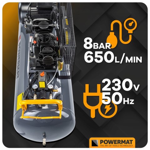 Kompresor olejowy Powermat PM-KO-200T-230V 200 l 8 bar