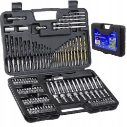 ZESTAW WIERTEŁ WIERTŁA DO METALU BETONU DREWNA +BITY 109 EL NASADKI NASADEK