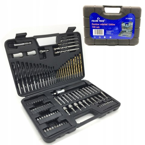 ZESTAW WIERTEŁ WIERTŁA DO METALU BETONU DREWNA +BITY 109 EL NASADKI NASADEK