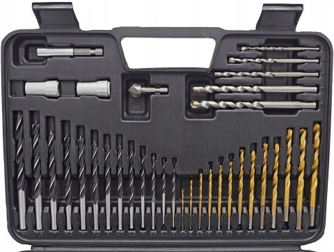 ZESTAW WIERTEŁ WIERTŁA DO METALU BETONU DREWNA +BITY 109 EL NASADKI NASADEK