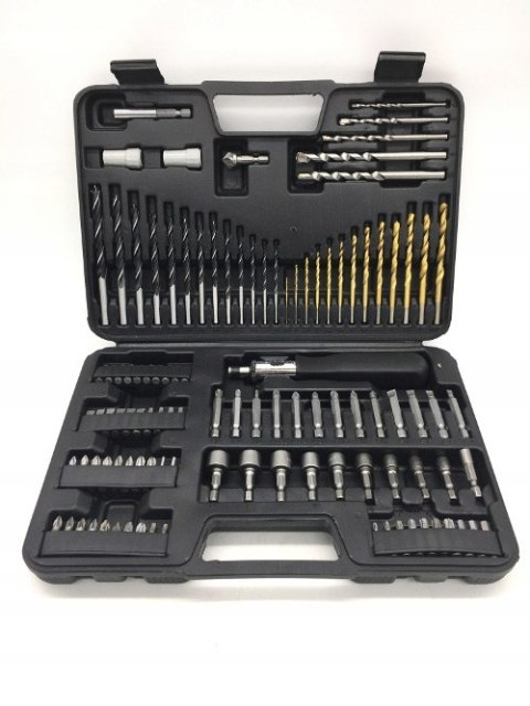 ZESTAW WIERTEŁ WIERTŁA DO METALU BETONU DREWNA +BITY 109 EL NASADKI NASADEK