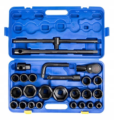 KLUCZE NASADOWE NASADKI UDAROWE Cr-V DO KÓŁ ZESTAW 26el. 3/4" 1"