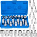 KLUCZE NASADOWE TORX SPLINE 1/2" CALA NASADKI BITY ZESTAW KLUCZY 19el