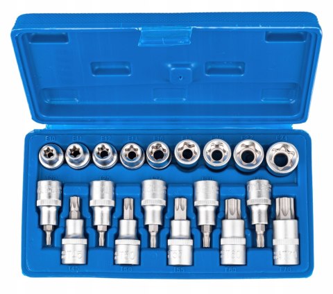 KLUCZE NASADOWE TORX SPLINE 1/2" CALA NASADKI BITY ZESTAW KLUCZY 19el