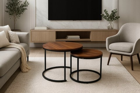 STOLIK KAWOWY 2w1 ZESTAW 2 STOLIKÓW KAWOWYCH OKRĄGY DO SALONU 60X45 + 40X40