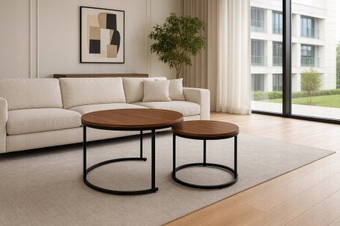 STOLIK KAWOWY 2w1 ZESTAW 2 STOLIKÓW KAWOWYCH OKRĄGY DO SALONU 60X45 + 40X40