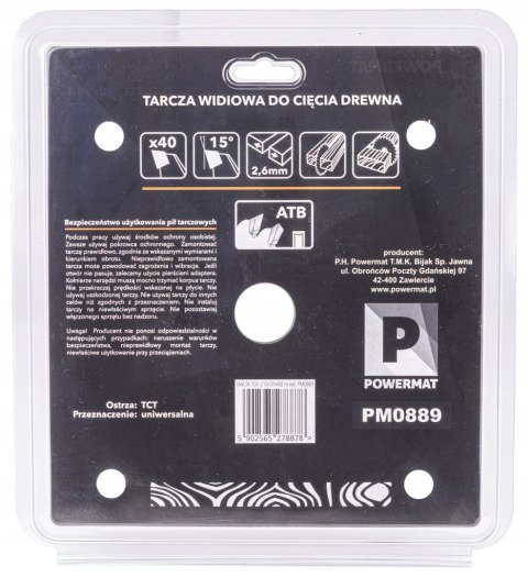 Tarcza WIDIOWA Do Drewna Piły Piła 210 x 30 mm 40Z