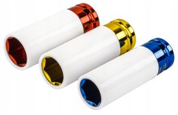 ZESTAW NASADEK UDAROWYCH DO FELG ALUMINIOWYCH 17/19/21 MM KOLOROWE 3 SZT