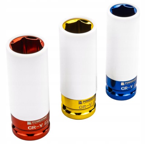 ZESTAW NASADEK UDAROWYCH DO FELG ALUMINIOWYCH 17/19/21 MM KOLOROWE 3 SZT