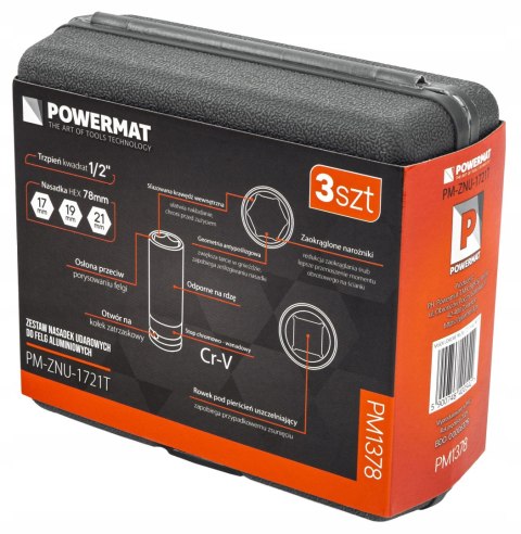 ZESTAW NASADEK UDAROWYCH DO FELG ALUMINIOWYCH 17/19/21 MM KOLOROWE 3 SZT