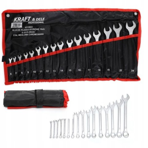 Kraft&Dele 16 el KLUCZE PŁASKO OCZKOWE 6-24 mm KLUCZ PŁASKIE