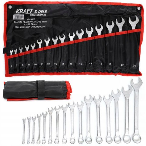 Kraft&Dele 16 el KLUCZE PŁASKO OCZKOWE 6-24 mm KLUCZ PŁASKIE