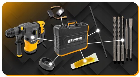 MŁOT UDAROWY MŁOTOWIERTARKA UDAR SDS+ 2600W 5,5J WALIZKA 3X WIERTŁO DŁUTA