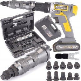 Nitownica na WKRĘTARKĘ 3,2 - 6,4 mm Adapter Do Nitów Zrywalnych WALIZKA CrV